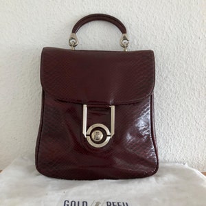 Goldpfeil Henkeltasche Lackleder bordeaux burgunderrot Vintage 60er