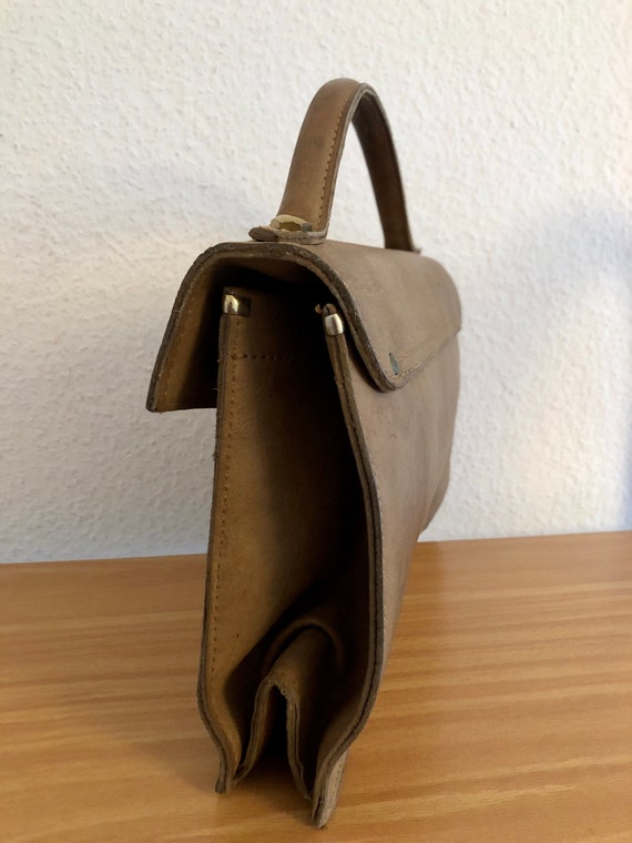 Goldpfeil handbag leather beige vintage - image 3