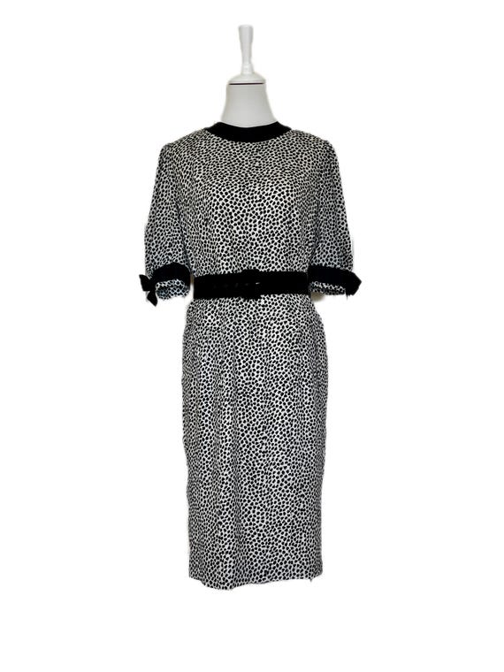 Vintage 80er Kleid Gürtel schwarz weiß