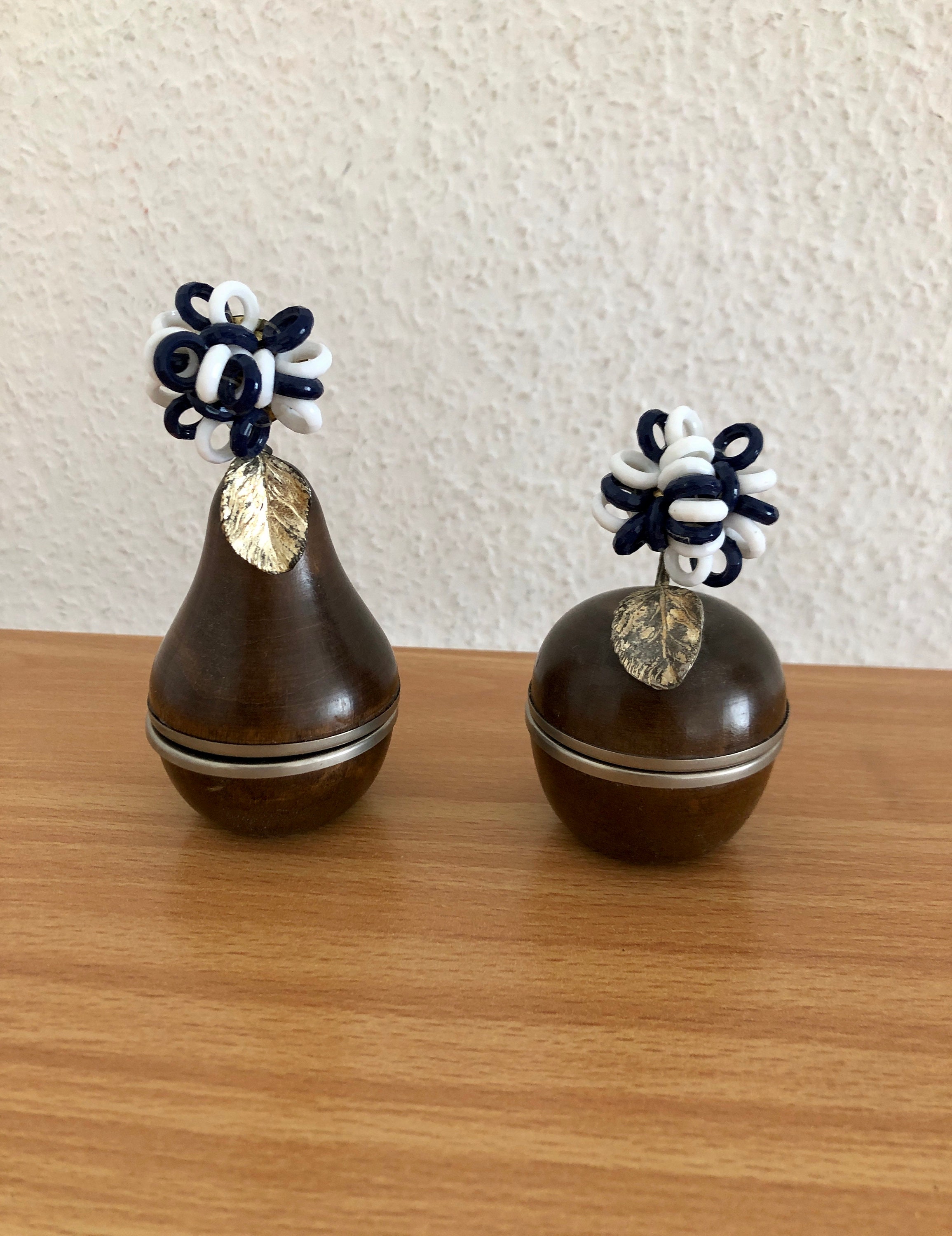 Boucles D'Oreilles Vintage Clips En Verre Bleu Flammé - Occasion Bon État