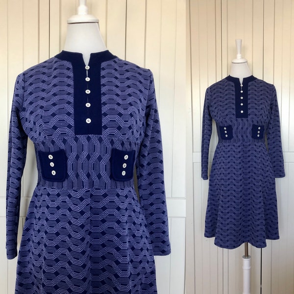 Vintage 70-er Jerseykleid Diolen Loft blau