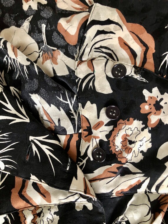 Robe Vintage Louis Feraud Années 80 - Imprimé Graphique Noir, Taille M, Manches Longues