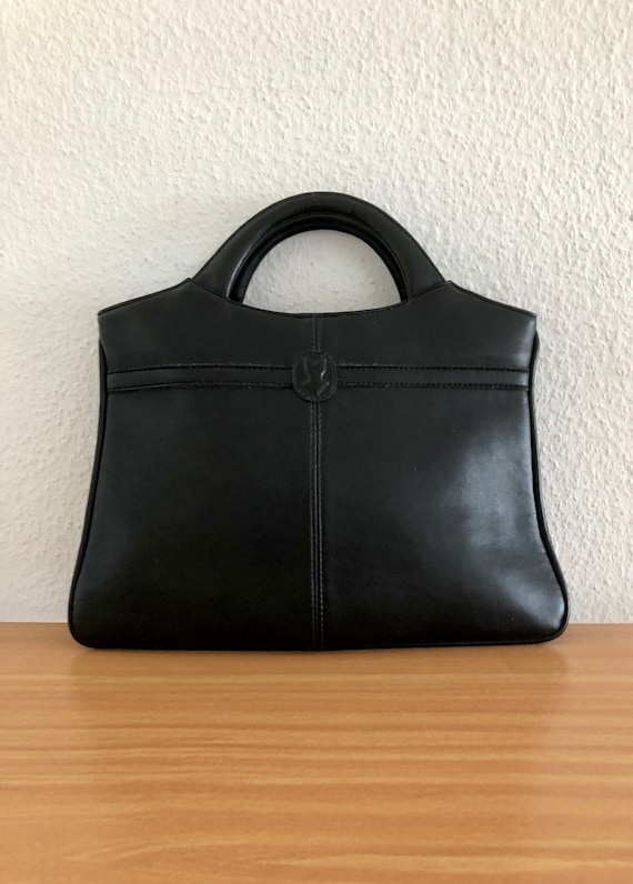 Goldpfeil Handtasche Leder schwarz Vintage