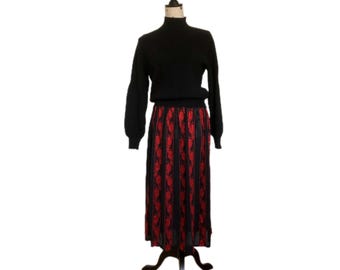 Gonna vintage firmata Jeffrey Rogers, nera/rossa