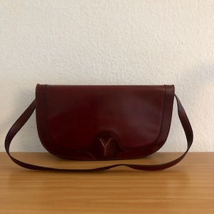 Vintage 70er Schultertasche Yorn Boutique Leder burgunderrot