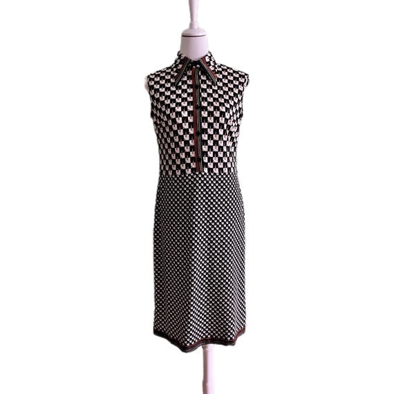 Vintage 70er Jerseykleid Fink Modell schwarz weiß rot