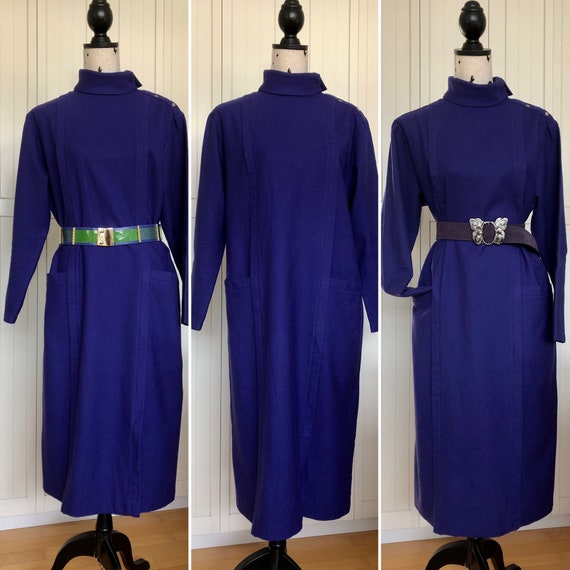 Vintage dress Lucie Linden blue-purple - image 1