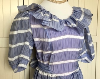 Evening dress Sina G blue/white/silver Lurex Vintage