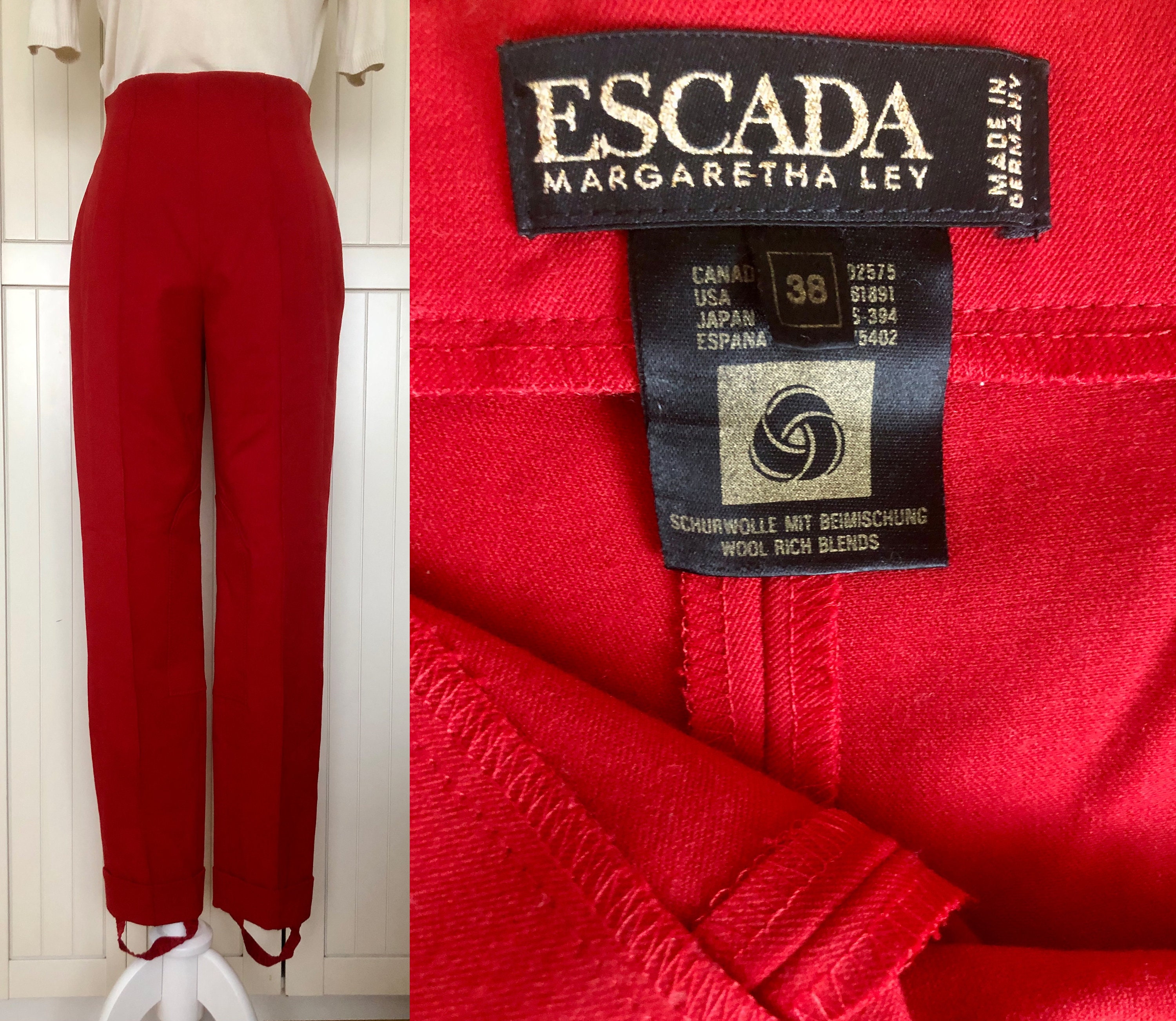 Escada, Pants & Jumpsuits, Escada Vintage Navy Wool Stirrup Trousers