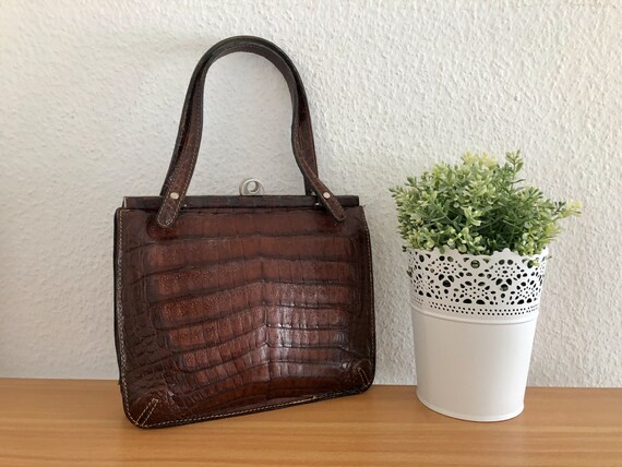Goldpfeil Handle Bag Leather Brown Vintage 60s Etsy UK