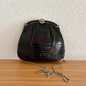 Vintage evening bag/theater bag Comtesse leather brown gold