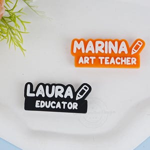 Magnetische naamkaartjes met potlood, aangepaste naambadge voor docenten, studenten, mooie 3D-geprinte naambadge, badgeaccessoires, cadeaus voor haar