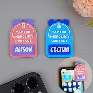 Custom Backpack Emergency Contact Keychain, Personalized Name Tag for Kids, 3D Printed NFC Tags, School Safety Tag, School & Travel ID Tag