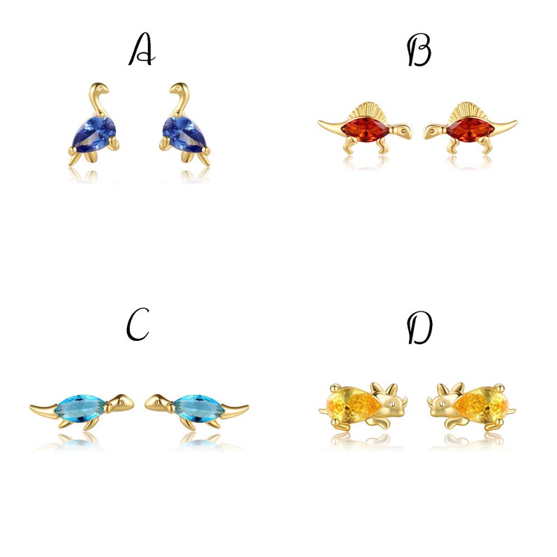 Dinosaur Gold Stud Earring Dinosaur Earring Dinosaurs Post Etsy