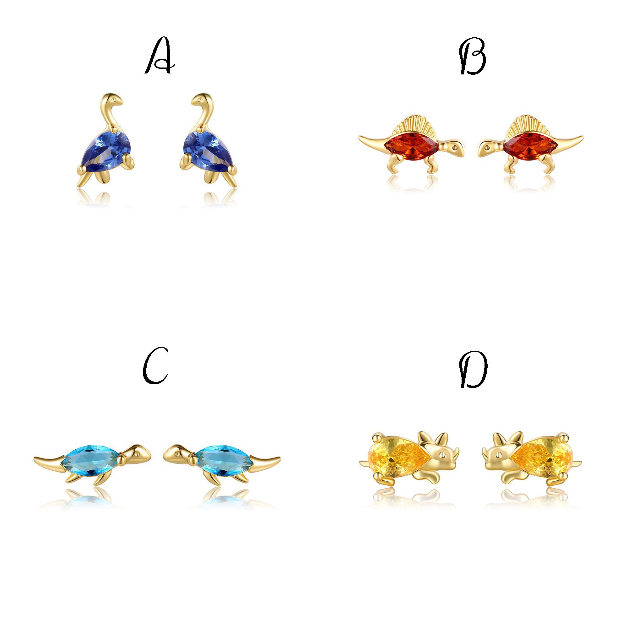 Dinosaur Gold Stud Earring Dinosaur Earring Dinosaurs Post Etsy