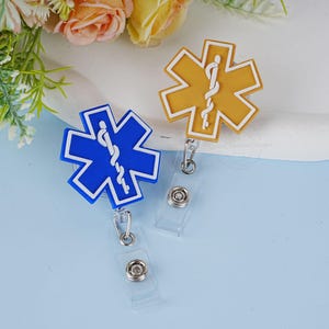 Custom Star of Life Badge Reel, Novelty Paramedic Badge Reel,  EMT Badge Clip, EMS Badge Reel, Retractable Badge Clip,Healthcare Worker Gift