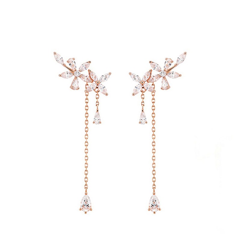 Park Min-Young Flower Dangle Earring Dangle Earrings Korean Drama S925 What/'s Wrong With Secretary Kim Diamond Floral Statement Earring