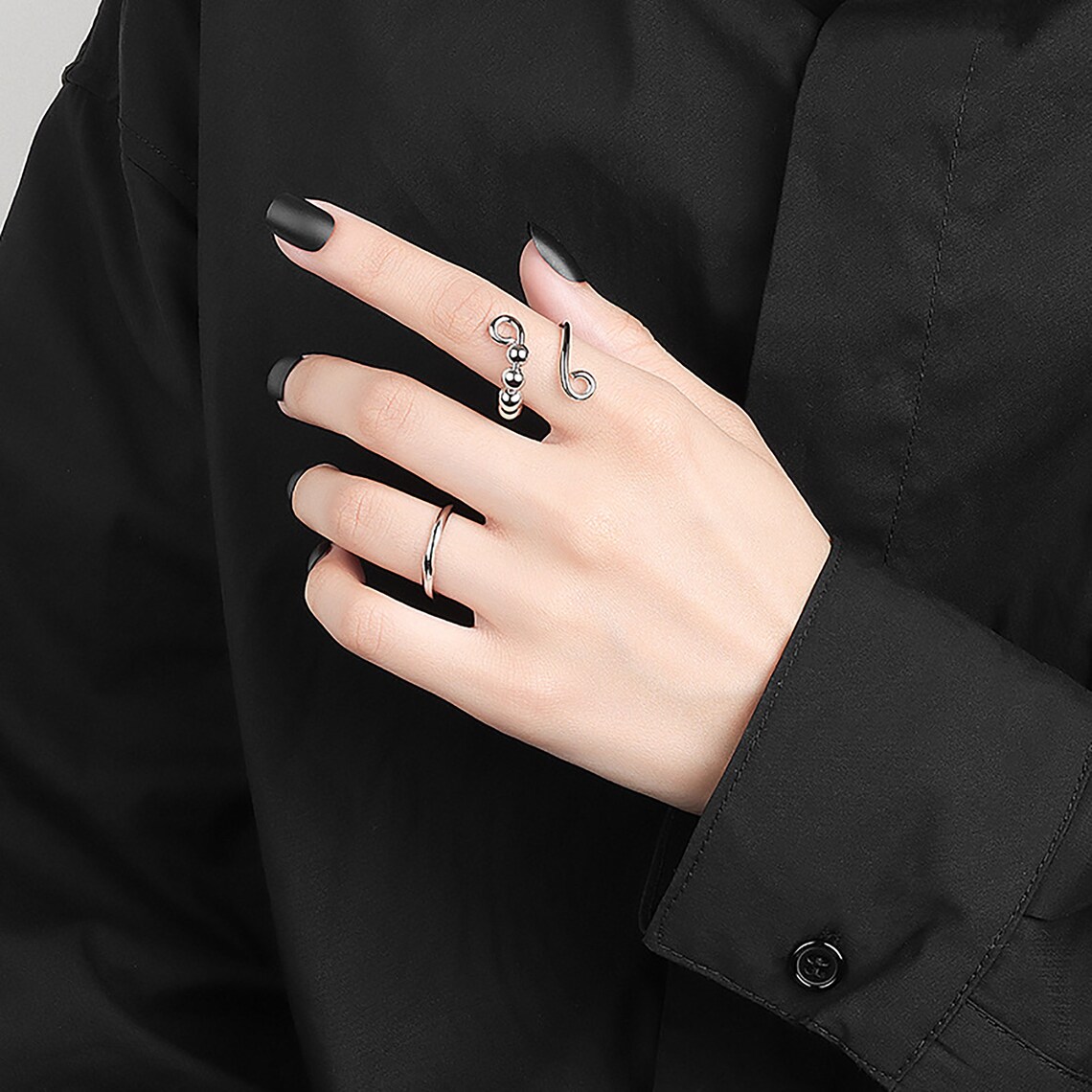 Verstelbare Fidget Anxiety Ring Kraal Ring Sterling Silver Etsy