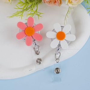 Custom Flower Badge Reel, DIY Flower Badge Reel, Retractable ID Badge Clip, Nurse Badge Holder, Badge Accessories, Healthcare Worker Gifts