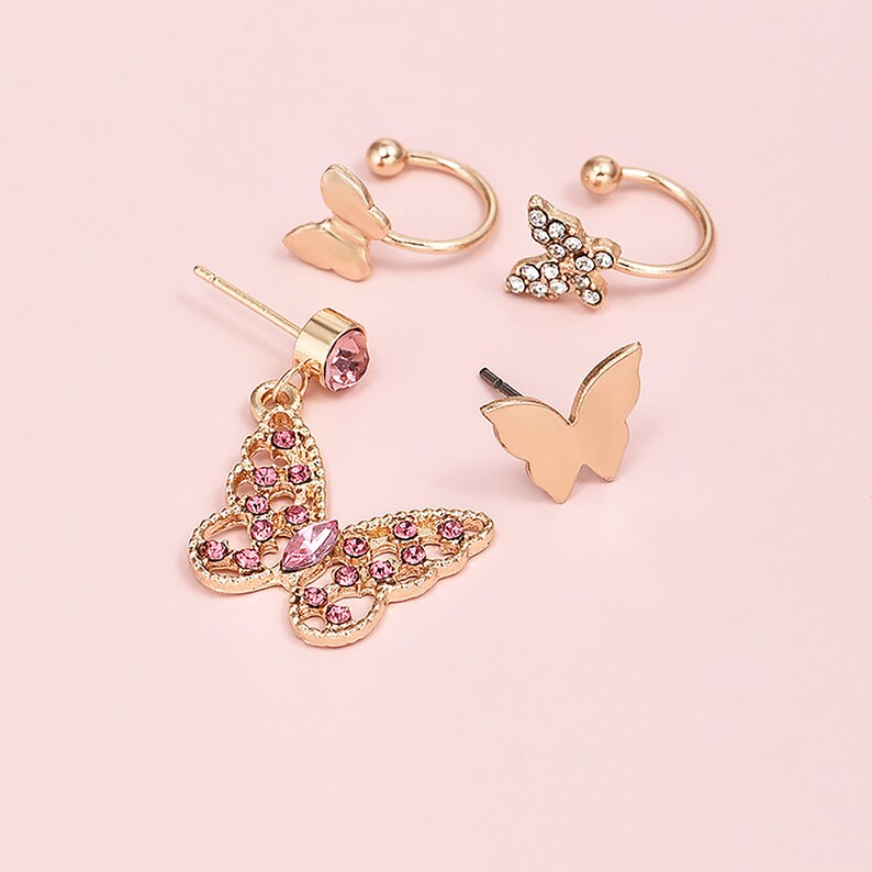 Tiny Earrings Earrings Cartilage Diamond Hoop Earrings Butterfly Studs Earrings Studs Earrings Set Gold Earrings Set Dainty Earrings