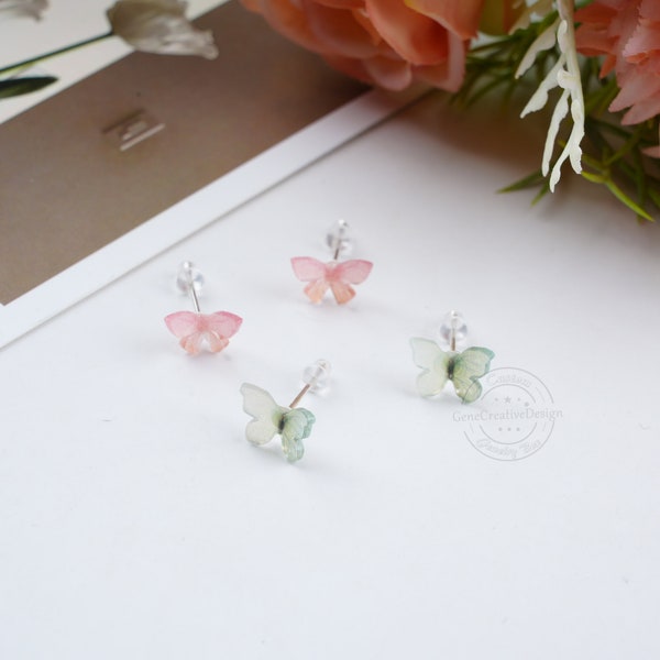 Resin Butterfly Stud Earrings, Dainty Tiny Butterfly Ring, Minimalist Earring Set, Cute Korean Kawaii Earring, Earrings Jewelry, Best Gift