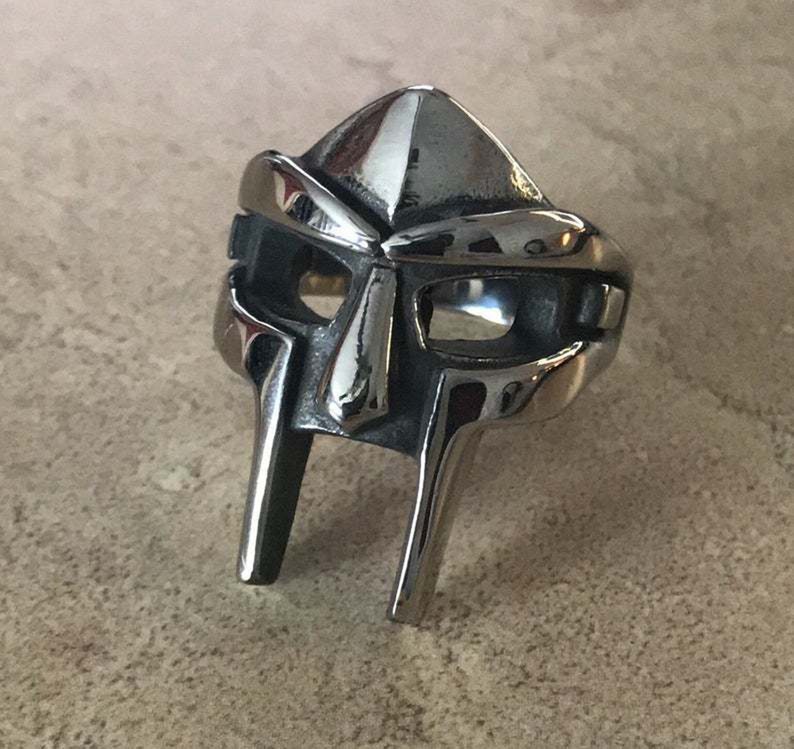 Silver Mask Ring, MF DOOM Gladiator Mask Ring, Helmet Ring, Statement Rings, Hip Pop Ring, Streetwear Ring, Cool Ring, Men Ring, Unisex Ring 