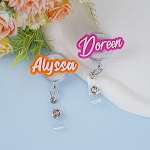 Custom Name Badge Reel, Retractable Text Badge Reel, Custom Name ID Badge Reel, Teachers Students ID Badge, Work Name Badge,Gift for Friends