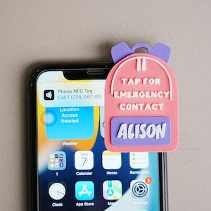 Personalized Emergency Contact Backpack Tag, Custom Name NFC Backpack Tag, 3D Printed NFC Keychain, Nfc Scan Tag, Nfc ID Tag, Gifts for Kids