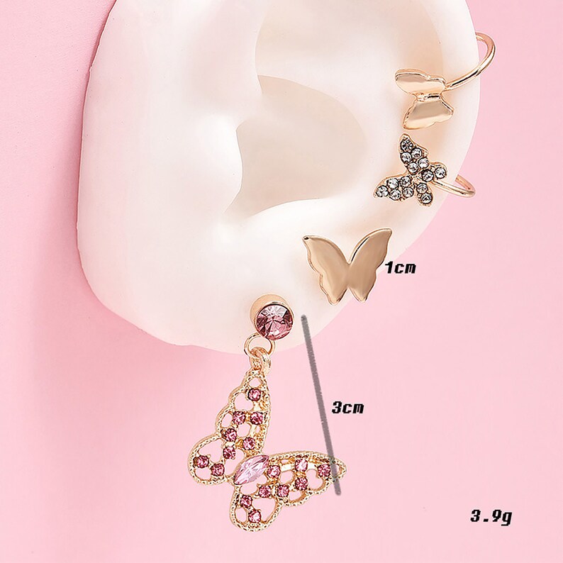 Tiny Earrings Earrings Cartilage Diamond Hoop Earrings Butterfly Studs Earrings Studs Earrings Set Gold Earrings Set Dainty Earrings