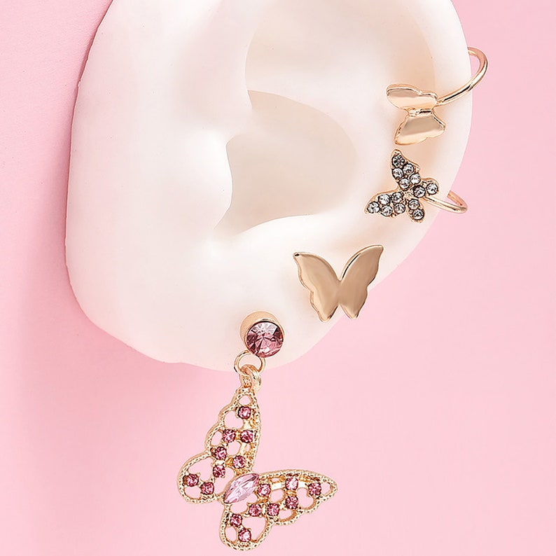 Tiny Earrings Earrings Cartilage Diamond Hoop Earrings Butterfly Studs Earrings Studs Earrings Set Gold Earrings Set Dainty Earrings