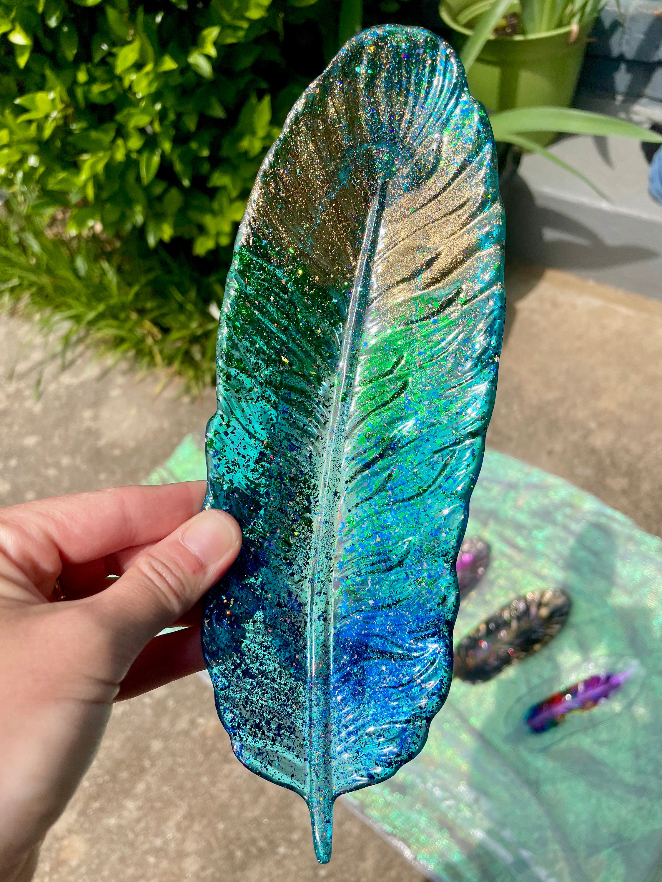 UNIQUE FEATHER TRAY made from Resin Feather Home Decoration Etsy