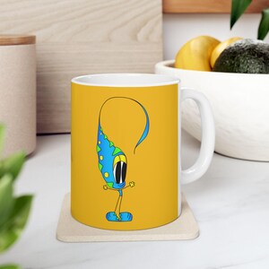 Ceramic Mug - Funny Cartoon Character, Cute Coffee Cup, Original Design, Whimsical Tea Mug, Gift for Cartoon Lovers, Funny Fellows Series