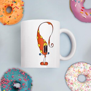 Funny, Unique, Colorful, Whimsical, Cartoon Character, Gift Mug, Birthday, Funny Mug, Office, Teacher, Gift him, her, kids White glossy mug