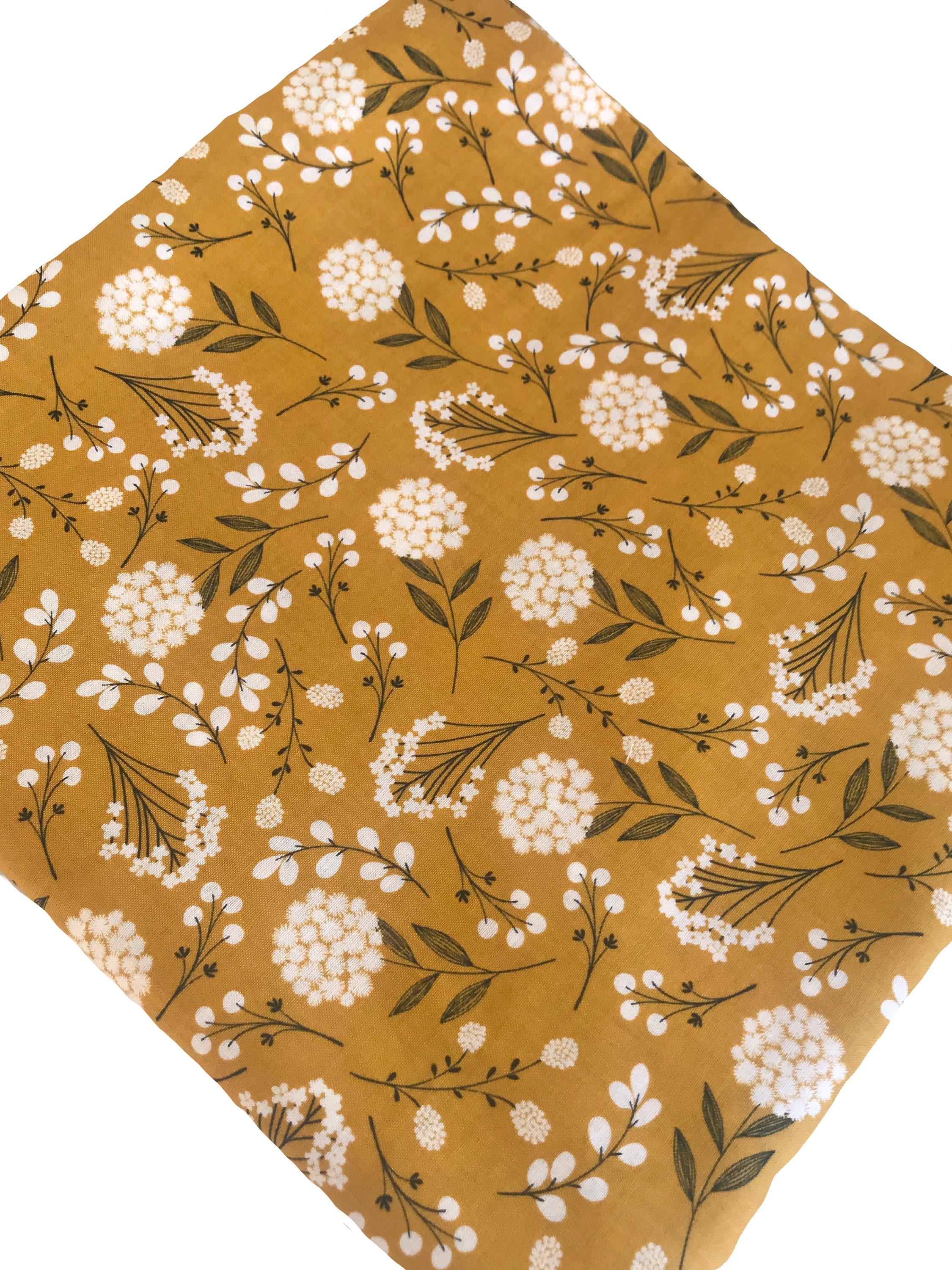 Floral Mustard Fabric Mustard Woodland Fabric fabric by the Etsy
