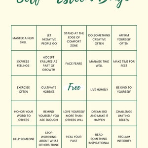 Self Esteem BINGO