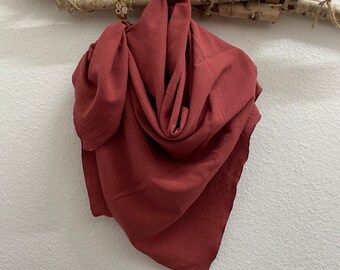 Muslin cloth women's scarf 135*135 cm XXL muslin cloth scrunchie gift birthday mother's day red wood 057