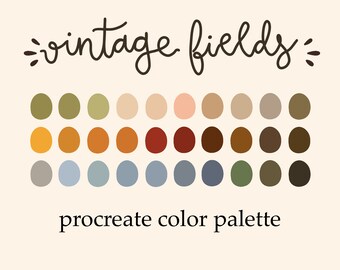 vintage fields digital color palette/color chart | procreate | iPad | goodnotes5 | HEXcodes | tools | art