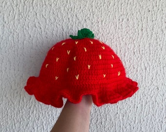 Strawberry Bucket Hat Crochet Pattern