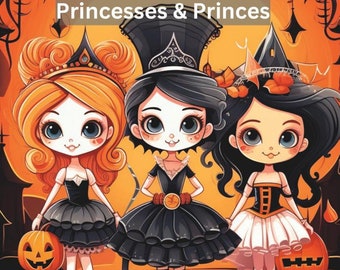 Halloween Coloring Book For Kids Princesses and Princes