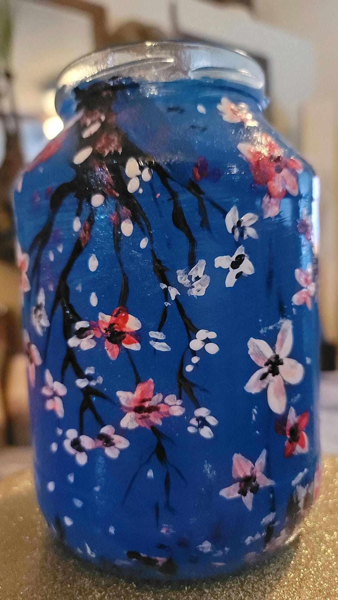 Hand Painted Jar Cherry Blossom Jar Painting - Etsy