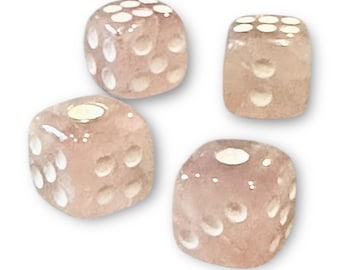Rose Quartz Dice Pair: Lucky Gemstone Casino Charms