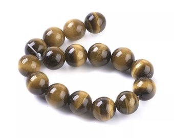 Tiger Eye Beads: Round Semiprecious Gemstone Strand (8 inch)