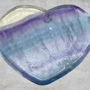Natural rainbow Fluorite heart drilled semiprecious pendant bead focal gemstone crystal