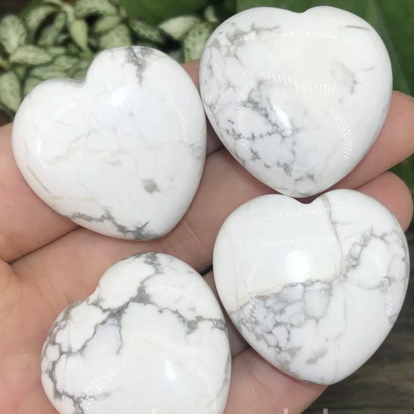 Natural White Turquoise Puffy Heart Crystal Quartz Heart Carved Love healing  reiki semiprecious