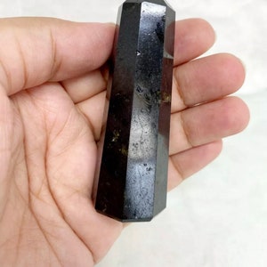 1 piece natural Black Tourmaline Obelisk Points Crystal Tower Points  wand semiprecious gemstone protection
