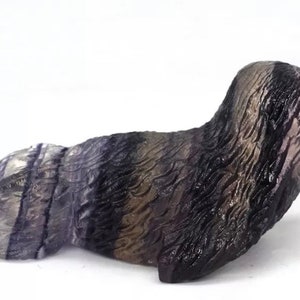 Natural Gemstone Fluorite Crystal Carved Seal figurine semiprecious gemstone-sea lion