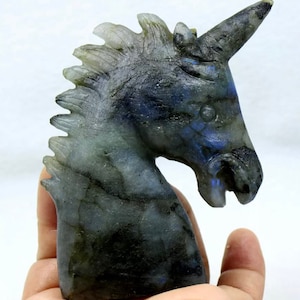 248g Natural labradorite carved unicorn Semiprecious gemstone
