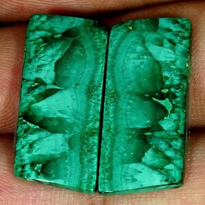 39.00 Cts Natural Malachite Cushion Cabochon Pair Loose Gemstone 14X20X4MM
