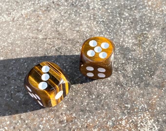 Tiger's Eye Dice Pair: Semiprecious Gemstone Lucky Charm