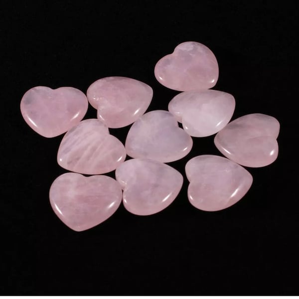 Natural Rose Quartz cabochon stone heart semiprecious gemstone reiki healing palm stone